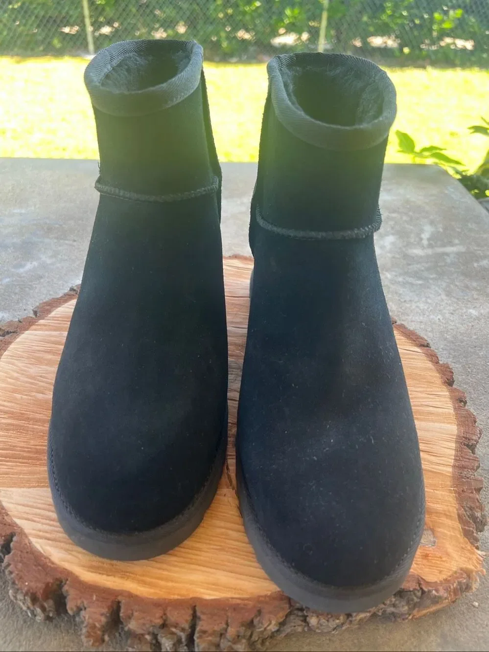 Ugg Femme Mini Wedge Suede Sherpa Bootie Black Size 9
